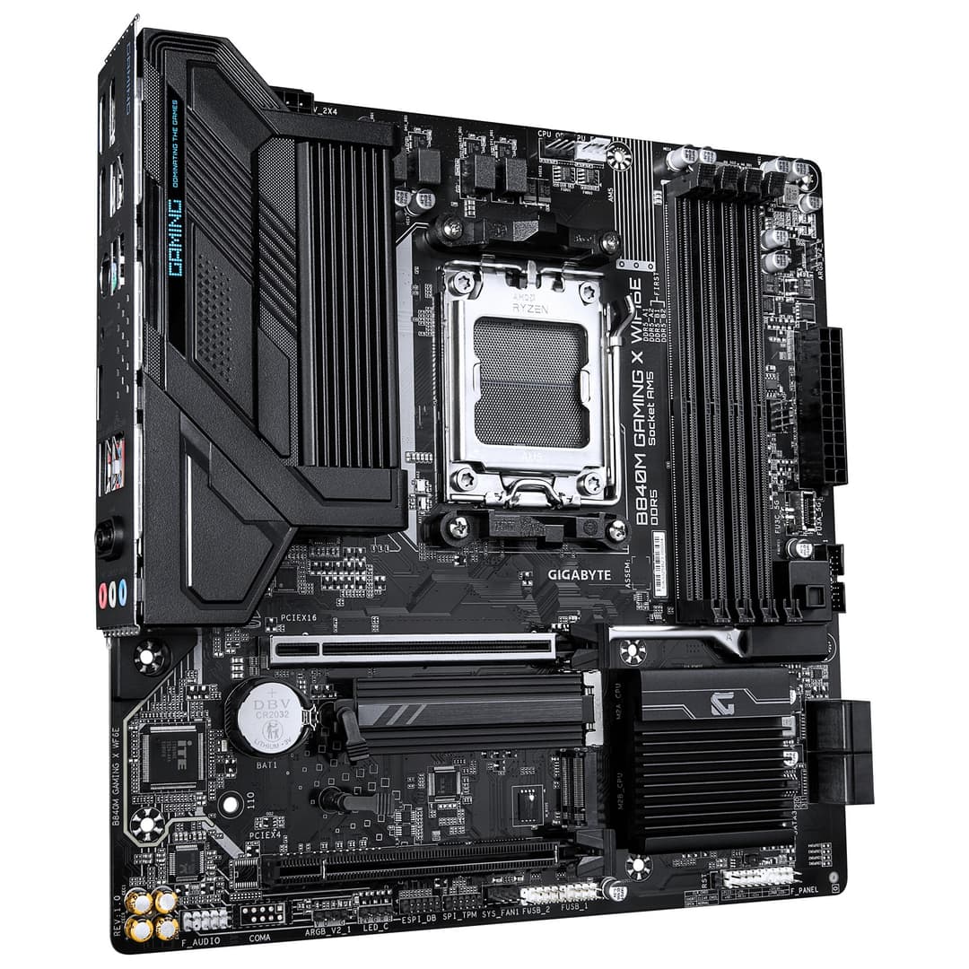 GIGABYTE B840M GAMING X WIFI6E Motherboard - AMD Ryzen 9000 CPUs, 8+2+2 Phases VRM, up to 8200MHz DDR5(O.C), 2xPCIe 4.0 M.2, Wi-Fi 6E, 2.5GbE LAN, USB 3.2 Gen 1 - Image 3