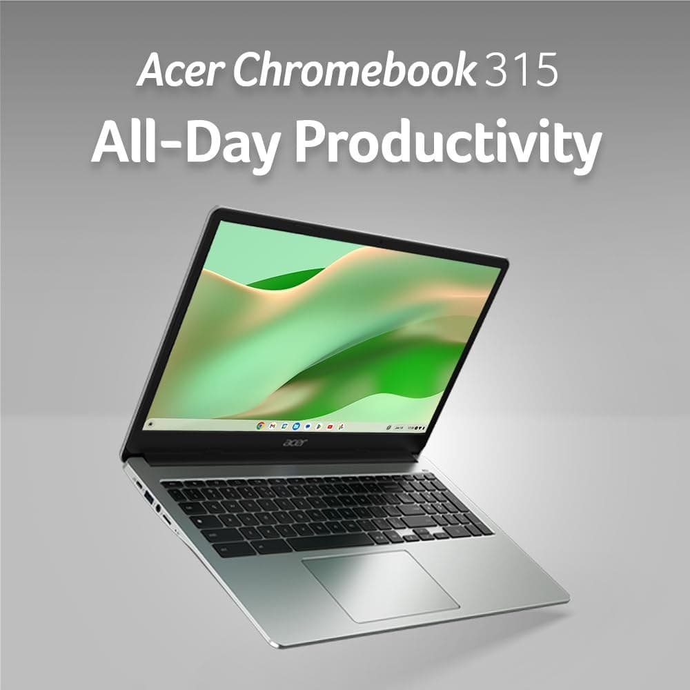 Acer Chromebook 315 CB315-4H Laptop, Intel Celeron N4500, 4GB, 64GB eMMC, Integrated Graphics, 15.6-inch FHD, Google Chrome OS - Silver - Image 2