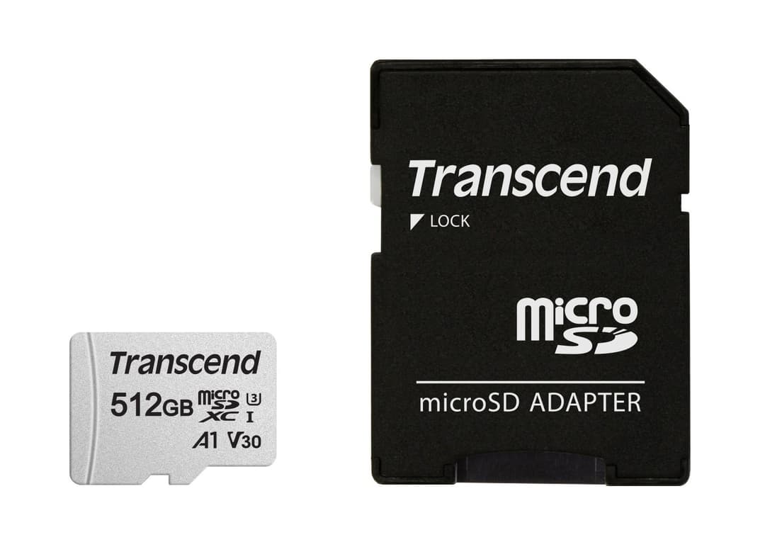 512GB Transcend 300S microSDXC UHS-I U3 V30 A1 CL10 Memory Card with SD Adapter 95MB/sec - Image 2