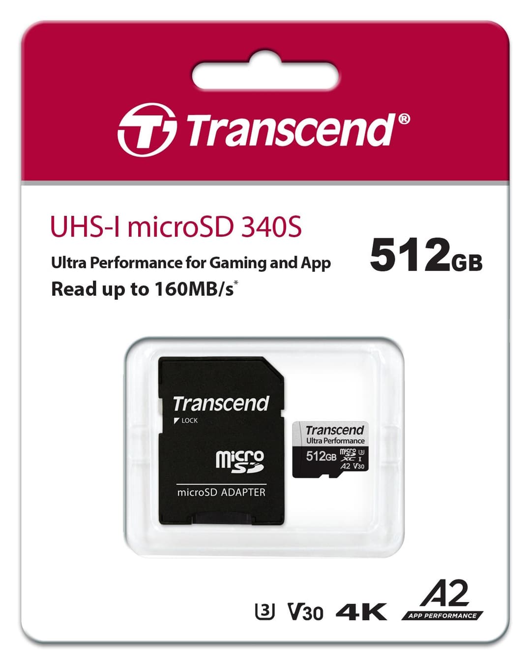 512GB Transcend 340S microSD UHS-I U3 A2 Ultra Performance Memory Card w/Adapter - Image 3