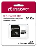 512GB Transcend 340S microSD UHS-I U3 A2 Ultra Performance Memory Card w/Adapter thumbnail 3