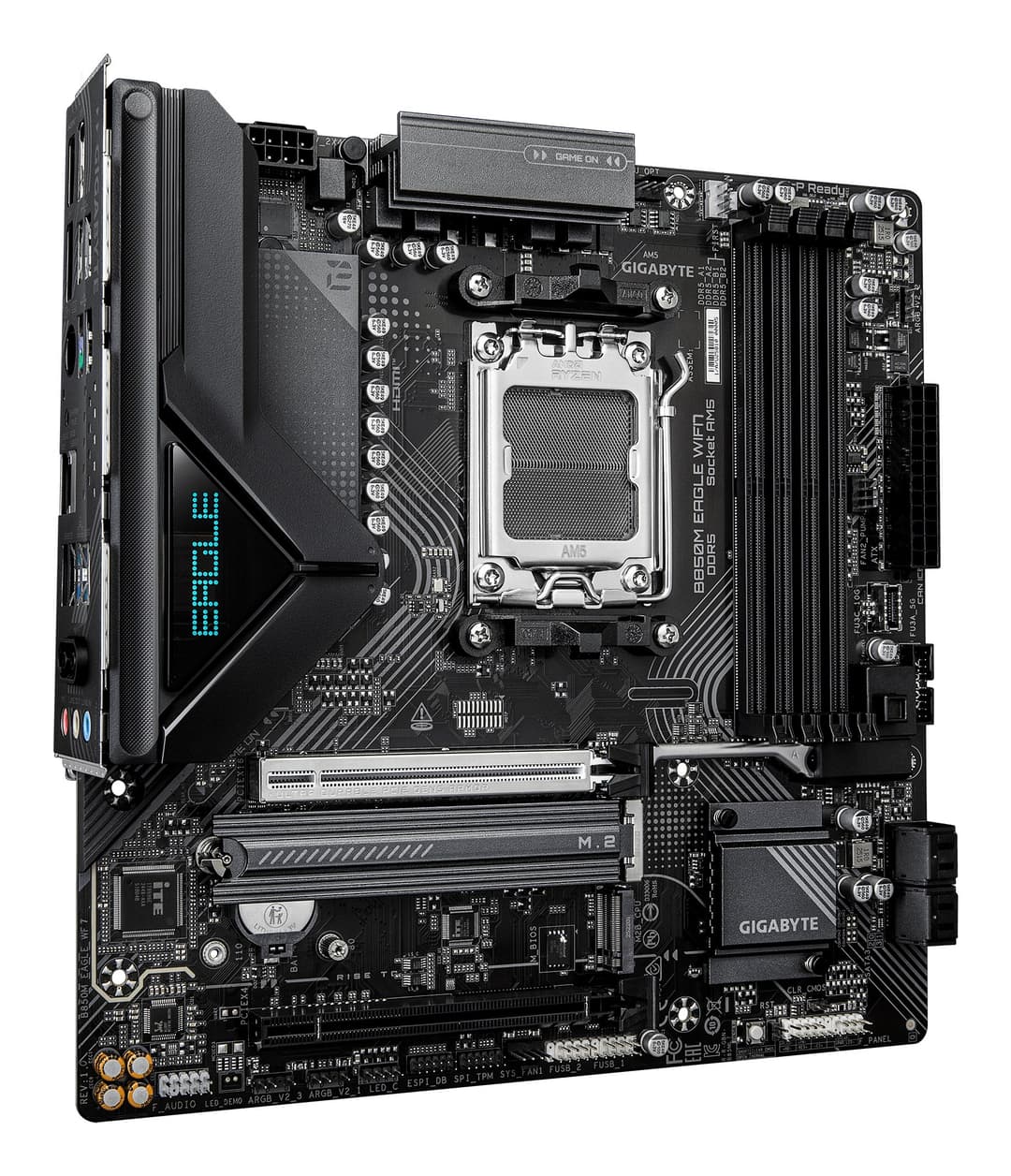 GIGABYTE B850M EAGLE WIFI7 Motherboard - AMD Ryzen 9000 Series CPUs, 8+2+2 Phases Digital VRM, up to 8200MHz DDR5 (O.C.), 1xPCIe 5.0 + 1xPCIe 4.0 M.2, WIFI 7, 2.5 GbE LAN, USB 3.2 Gen 2 - Image 3
