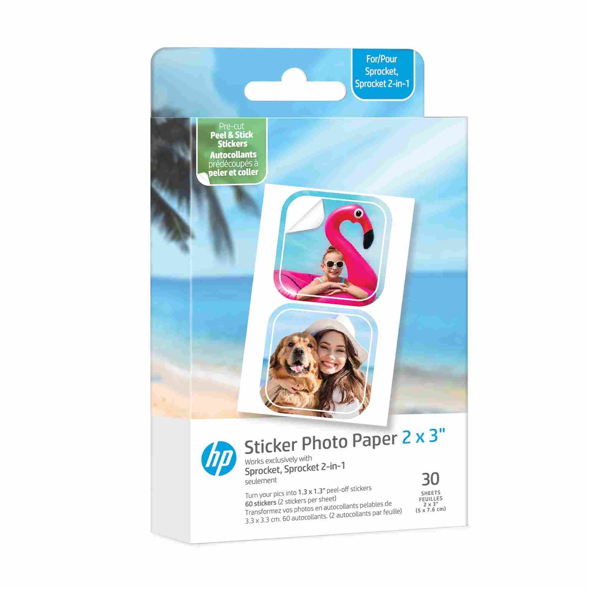 30 Sheets - HP Sprocket Cut Out Sticker Zink 2x3