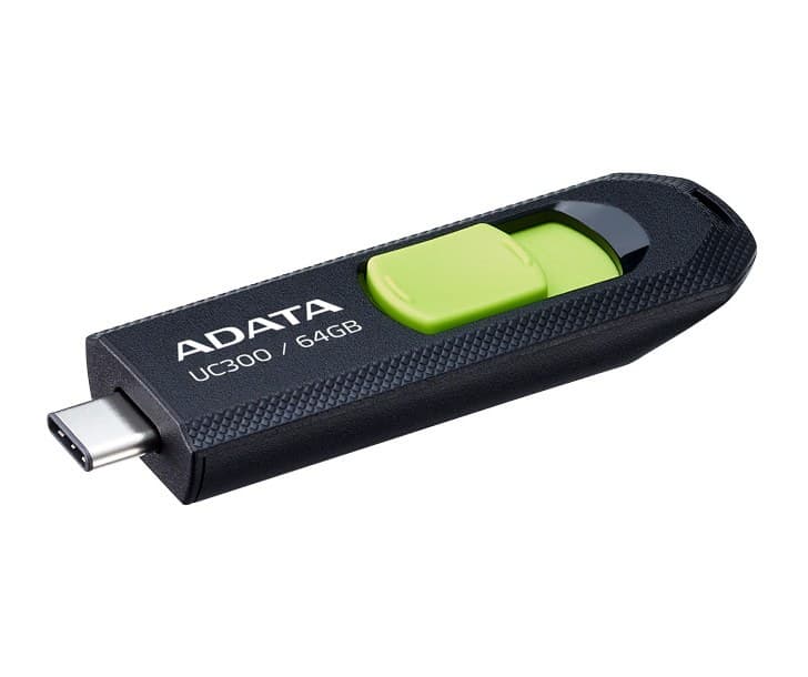 64GB AData USB3.2 UC300 Type-C USB Flash Drive Black/Green - Image 1