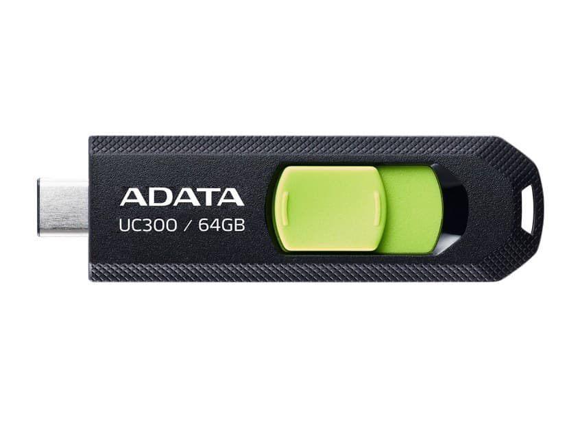 64GB AData USB3.2 UC300 Type-C USB Flash Drive Black/Green - Image 2