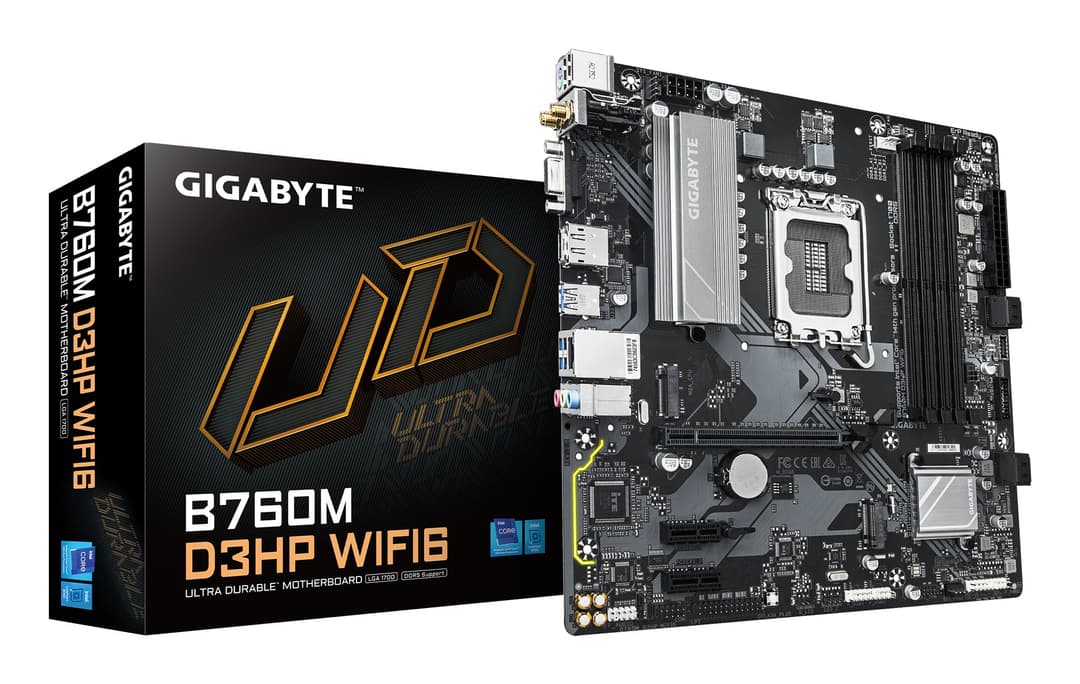 GIGABYTE B760M D3HP WIFI6 Motherboard - Supports Intel Core 14th Gen CPUs, 4+1+1 Phases Digital VRM, up to 5600MHz DDR5, 2xPCIe 4.0 M.2, Wi-Fi 6, GbE LAN, USB 3.2 Gen1 - Image 1