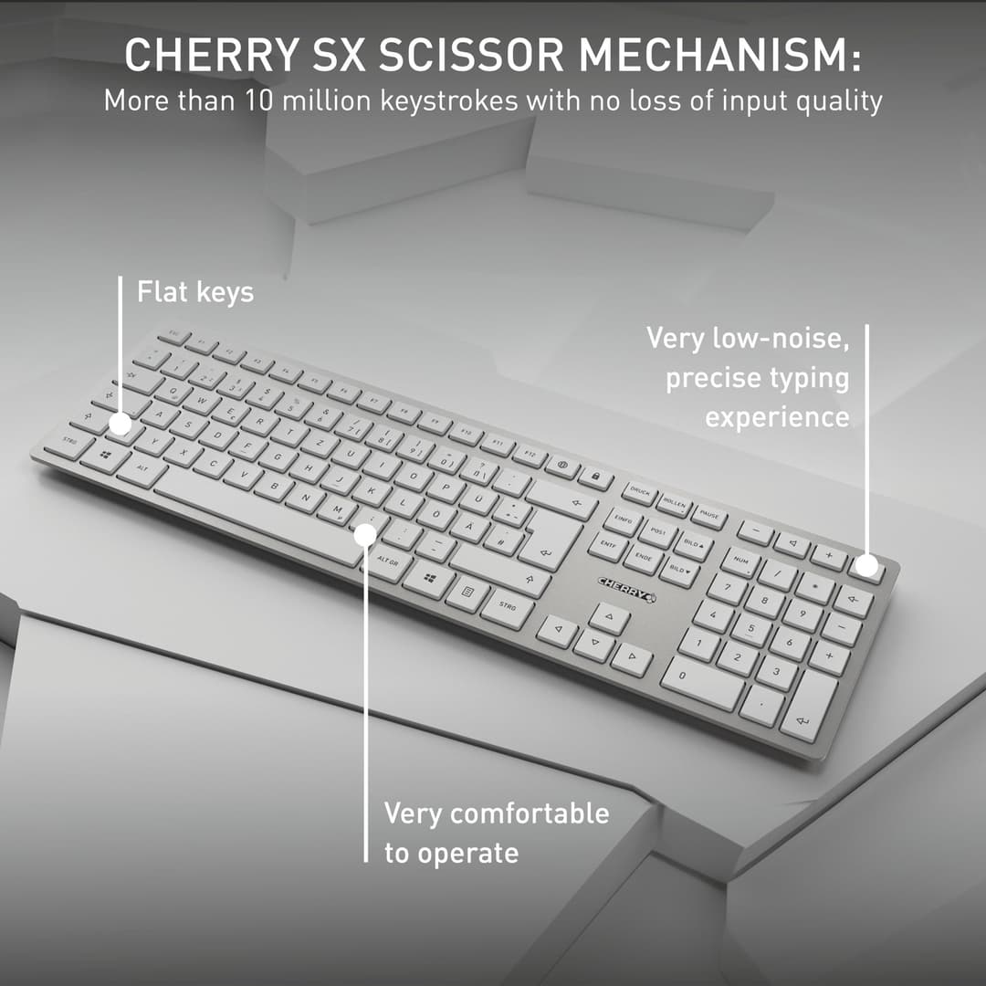 CHERRY DW 9100 Slim Wireless Desktop Set - Silver/White - Image 5