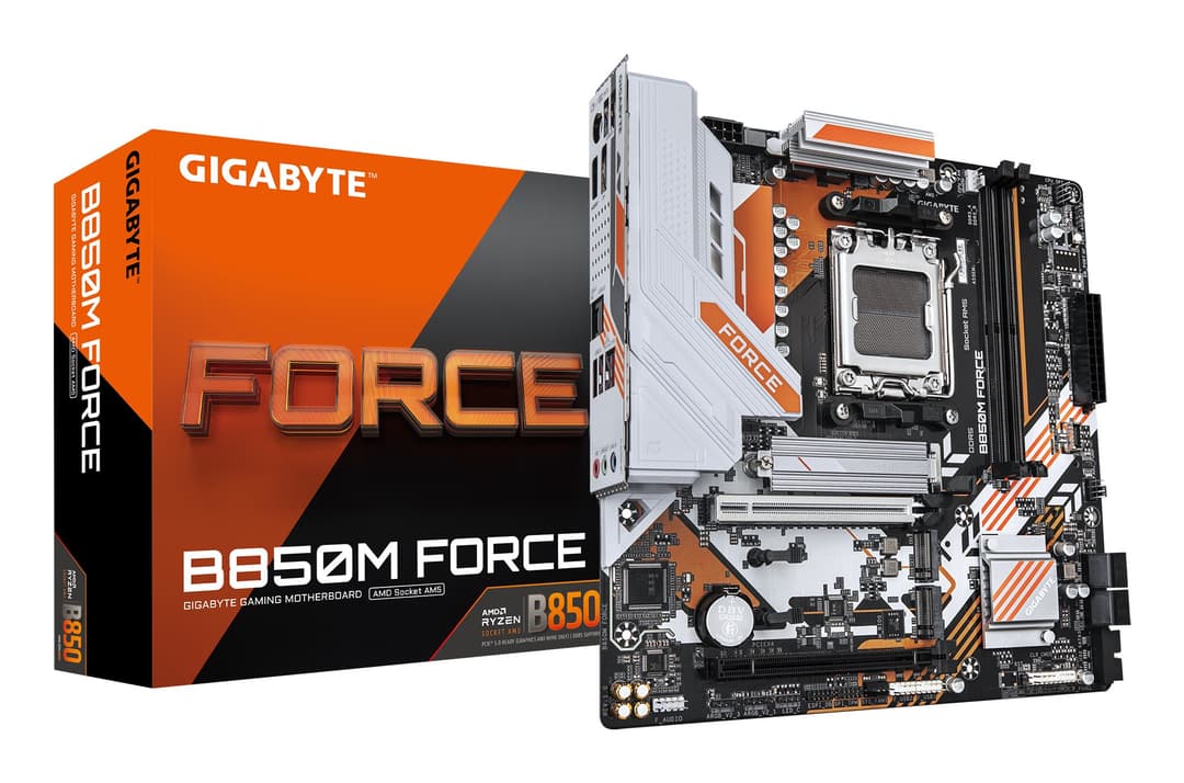 GIGABYTE B850M FORCE Motherboard - AMD Ryzen 9000 Series CPUs, 8+2+2 Phases Digital VRM, up to 9600MHz DDR5 (OC), 1xPCIe 5.0 + 2xPCIe 4.0 M.2, 2.5 GbE LAN, USB 3.2 Gen 2 - Image 1