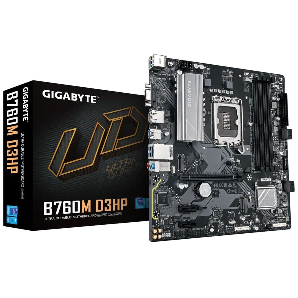 GIGABYTE B760M D3HP Motherboard - Intel Core 14th Gen CPUs, 4+1+1 Phases VRM, up to 5600MHz DDR5, 2xPCIe 4.0 M.2, GbE LAN, USB 3.2 Gen 1 - Image 2