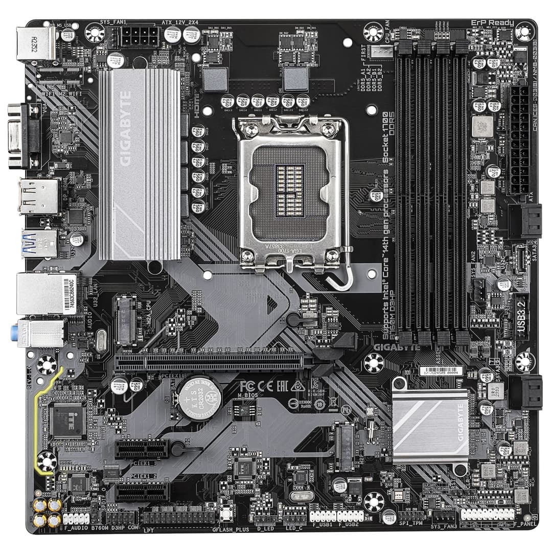 GIGABYTE B760M D3HP Motherboard - Intel Core 14th Gen CPUs, 4+1+1 Phases VRM, up to 5600MHz DDR5, 2xPCIe 4.0 M.2, GbE LAN, USB 3.2 Gen 1 - Image 3