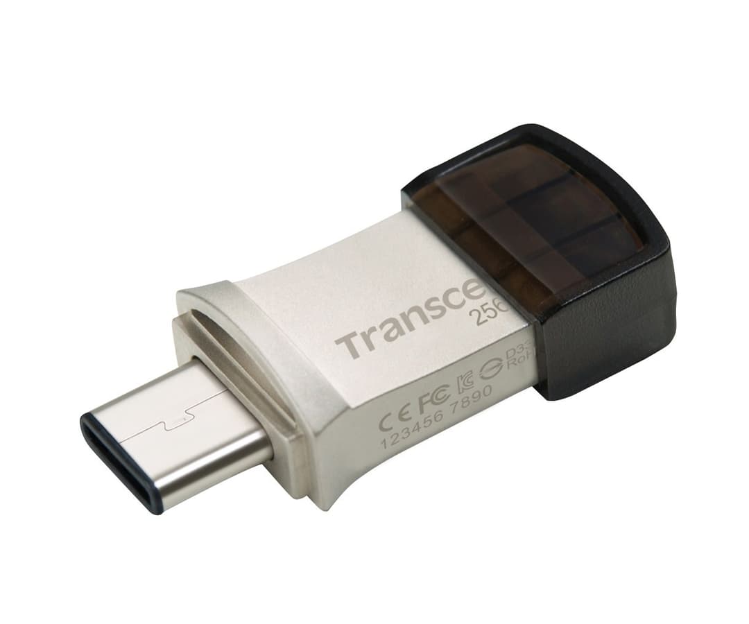 256GB Transcend JetFlash 890 Dual USB Flash Drive with USB3.1 and USB Type-C Connectors, Silver - Image 2