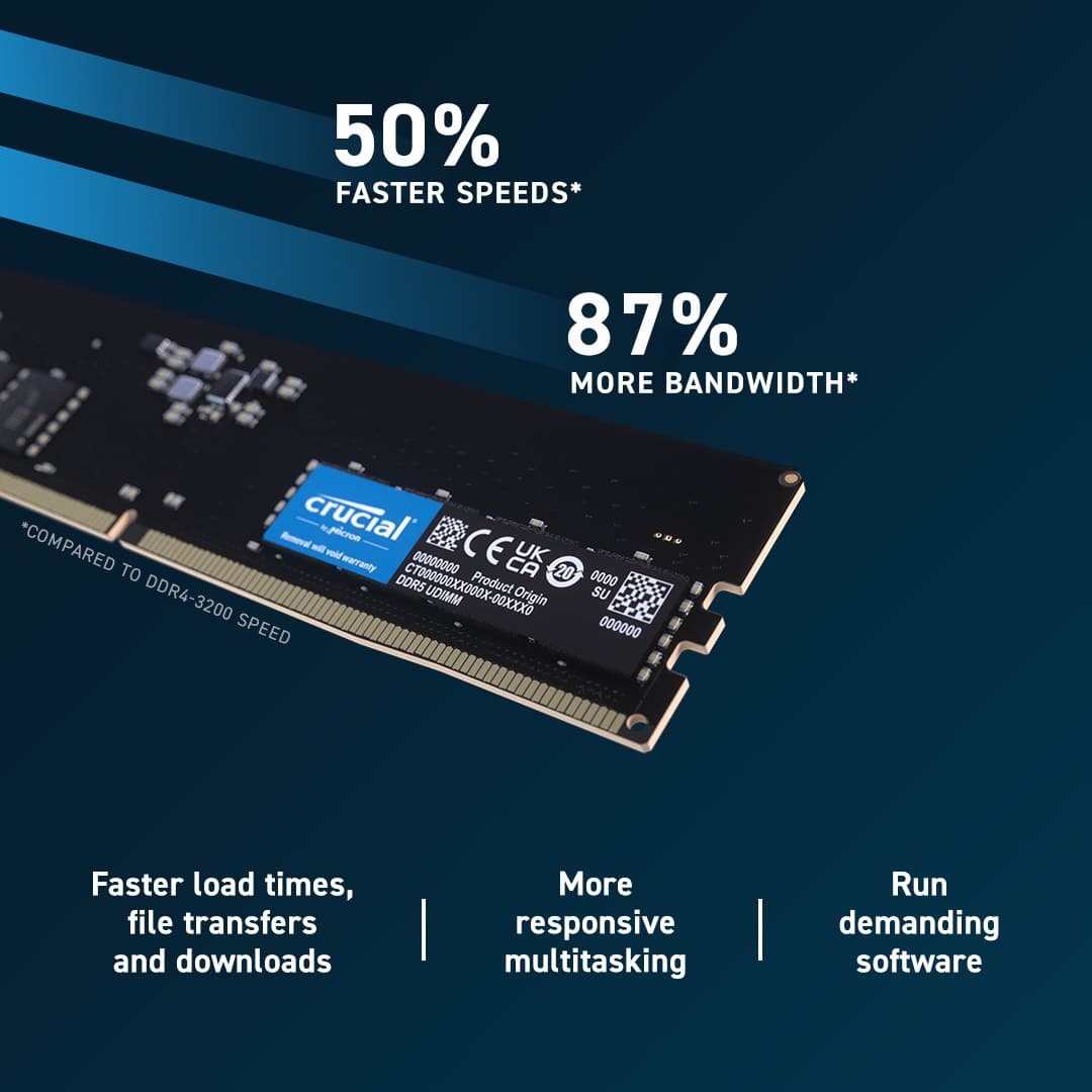 Crucial CT32G56C46U5T memory module 32 GB 1 x 32 GB DDR5 288-pin DIMM ECC - Image 3