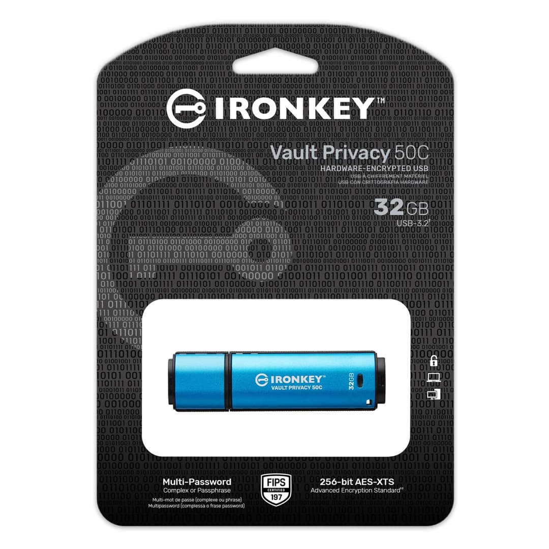 Kingston Technology IronKey VP50 USB flash drive 32 GB USB Type-C 3.2 Gen 1 (3.1 Gen 1) Black, Blue - Image 3