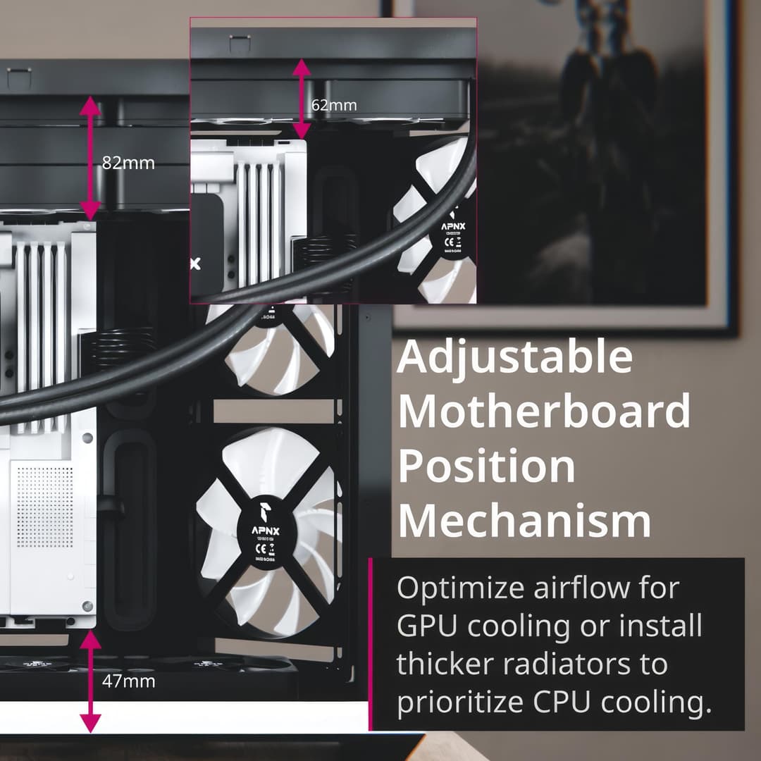 APNX V1 Dual-Chamber ATX Mid-Tower Airflow PC Case - Black - Image 3