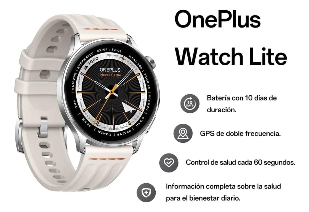 OnePlus Watch Lite OPWWE262 Smartwatch - Metallic Silver - Image 3