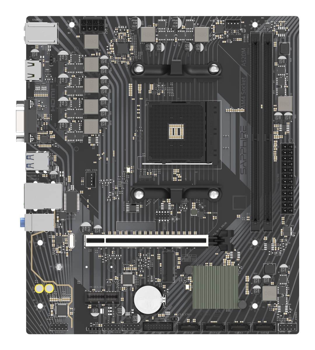 Sapphire A520M-E AMD A520 Socket AM4 micro ATX - Image 1
