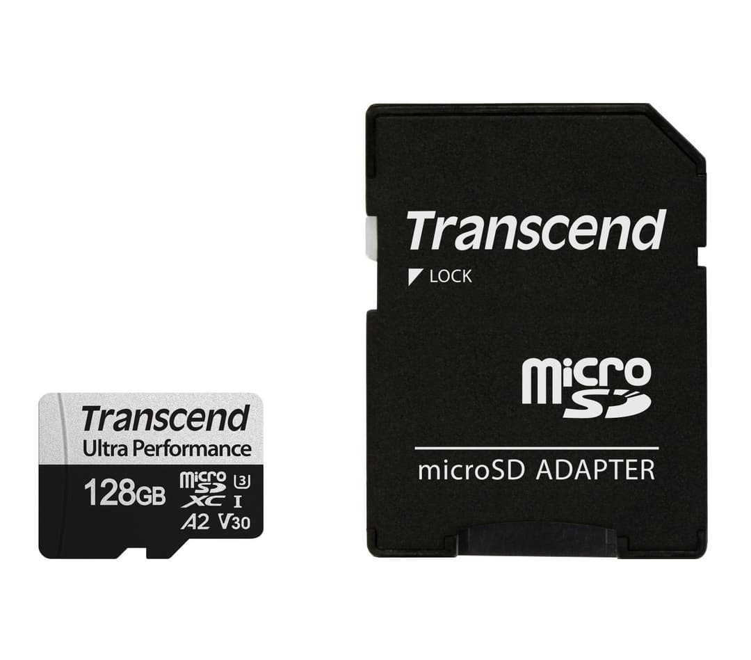 128GB Transcend 340S microSD UHS-I U3 A2 Ultra Performance Memory Card w/Adapter - Image 2