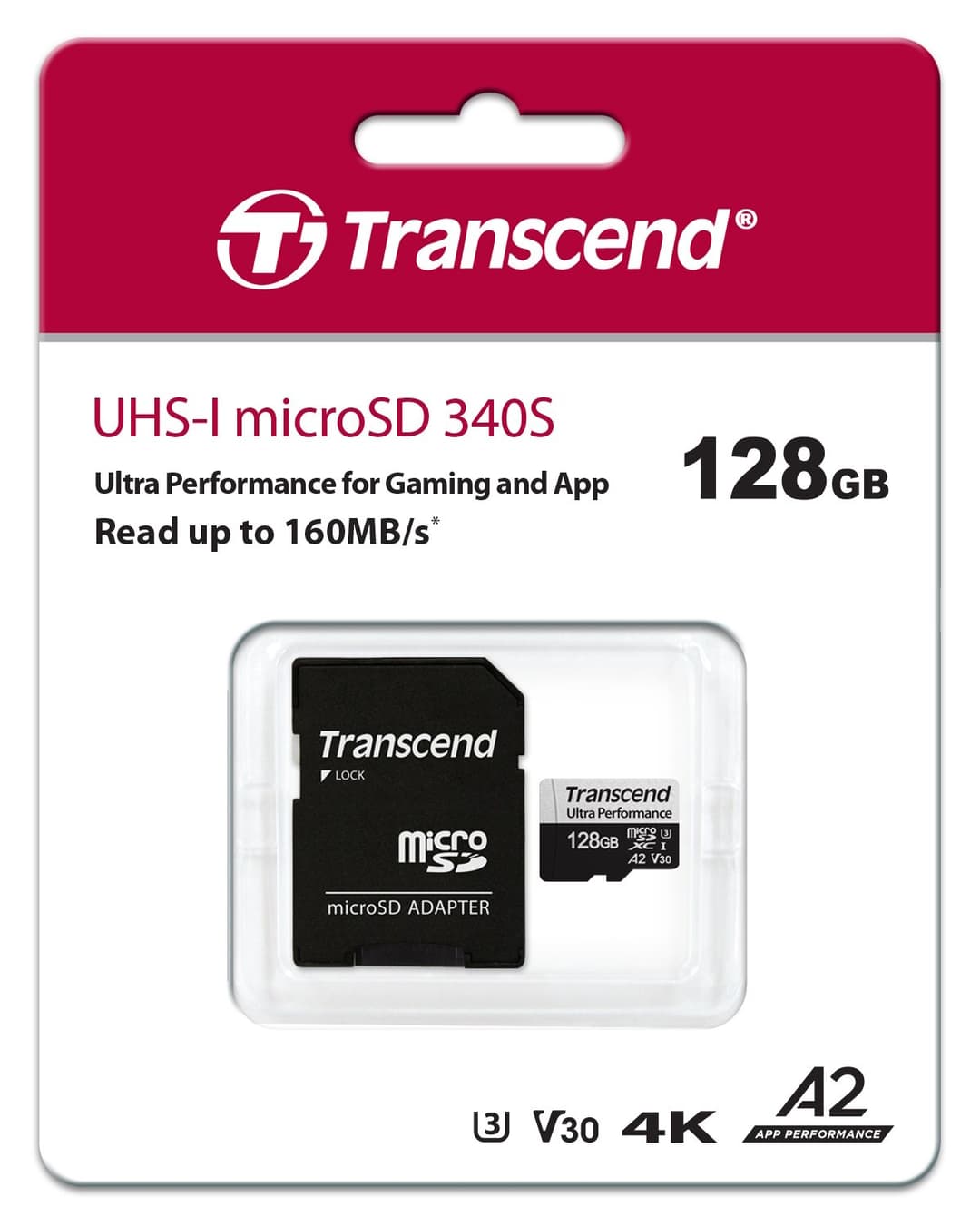 128GB Transcend 340S microSD UHS-I U3 A2 Ultra Performance Memory Card w/Adapter - Image 3