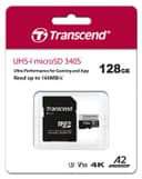 128GB Transcend 340S microSD UHS-I U3 A2 Ultra Performance Memory Card w/Adapter thumbnail 3