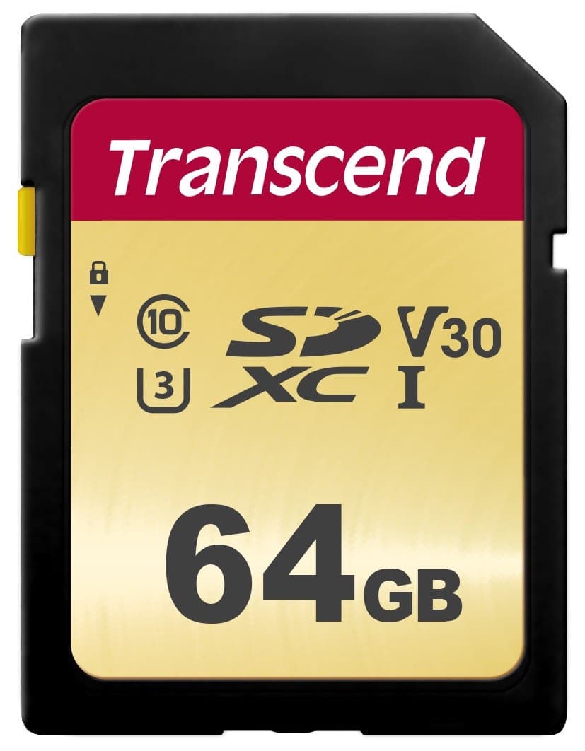 64GB Transcend 500S SDXC UHS-I U3 V30 SD Memory Card CL10 95MB/sec MLC Flash - Image 1