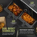 Tower Elite Dual Basket Air Fryer with Digital Control Panel, Match Cook & Smart Finish Functions - Graphite thumbnail 3