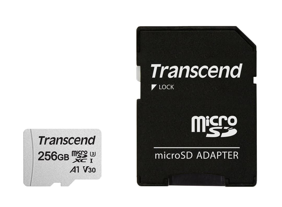 256GB Transcend 300S microSDXC UHS-I U3 V30 A1 CL10 Memory Card with SD Adapter 95MB/sec - Image 2