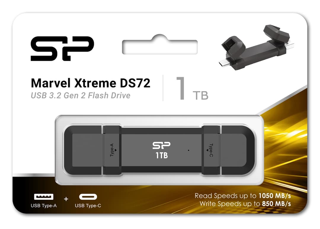 1TB Silicon Power Marvel Xtreme DS72 USB3.2 Gen2 USB Drive Black (Type-A / Type-C) - Image 4