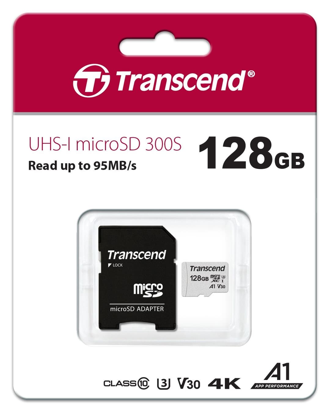 128GB Transcend 300S microSDXC UHS-I U3 V30 A1 CL10 Memory Card with SD Adapter 95MB/sec - Image 3