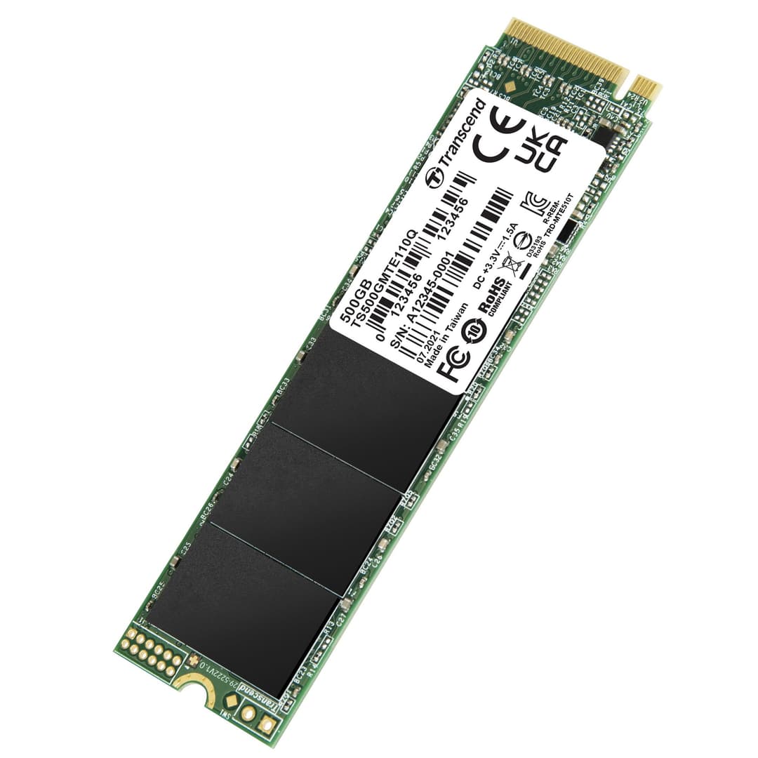 500GB Transcend M.2 2280 NVMe PCIe Gen 3 x4 QLC 3D NAND Flash SSD - Image 1