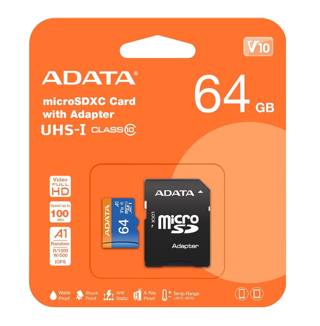 64GB AData Premier microSDXC A1 UHS-1 CL10 Memory Card w/SD adapter 100MB/sec - Image 3