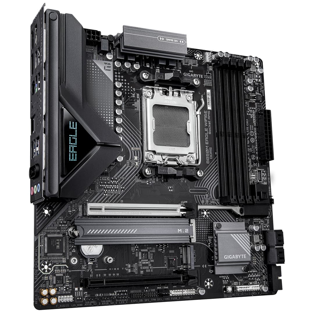 GIGABYTE B850M EAGLE WIFI6E Motherboard - AMD Ryzen 9000 Series CPUs, 8+2+2 Phases Digital VRM, up to 8200MHz DDR5 (OC), 1xPCIe 5.0 + 1xPCIe 4.0 M.2, WIFI 6E, 2.5 GbE LAN, USB 3.2 Gen 2 - Image 3