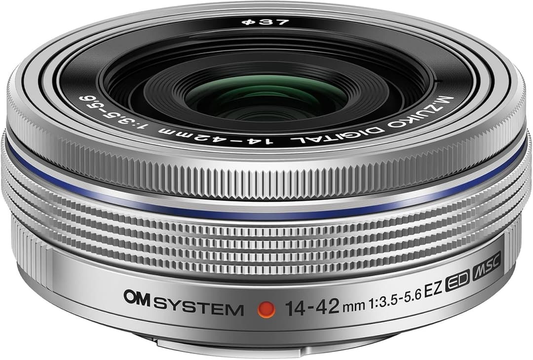 OM SYSTEM M.Zuiko Digital 14-42mm f/3.5-5.6 EZ Pancake Zoom Lens - Silver - Image 1