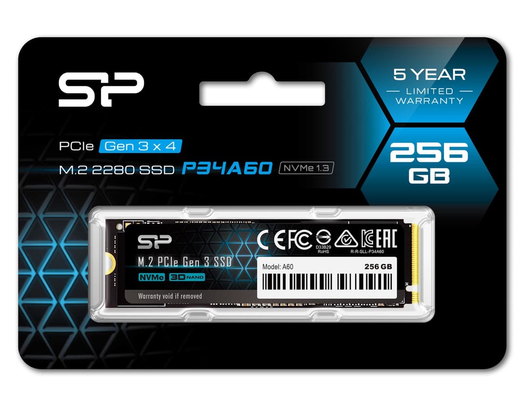 256GB Silicon Power P34A60 NVMe M.2 PCIe Gen3x4 2280 SSD Solid State Drive - Image 2