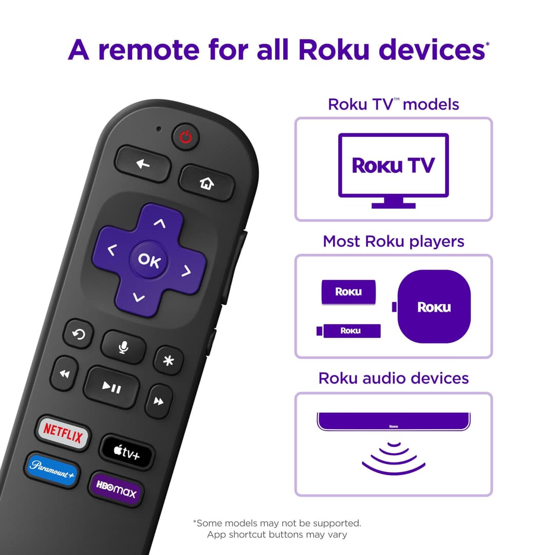 Roku Voice Remote (Official Manufacturer Product) for Roku Players, Roku Audio, and Roku TV - Black - Image 2