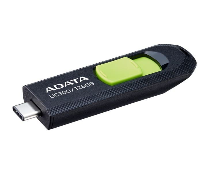 128GB AData USB3.2 UC300 Type-C USB Flash Drive Black/Green - Image 1