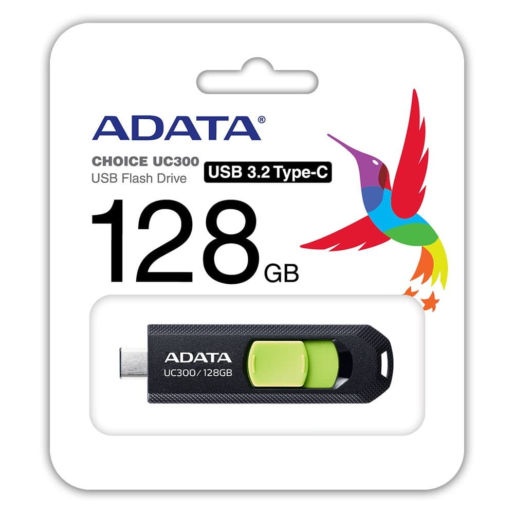 128GB AData USB3.2 UC300 Type-C USB Flash Drive Black/Green - Image 3