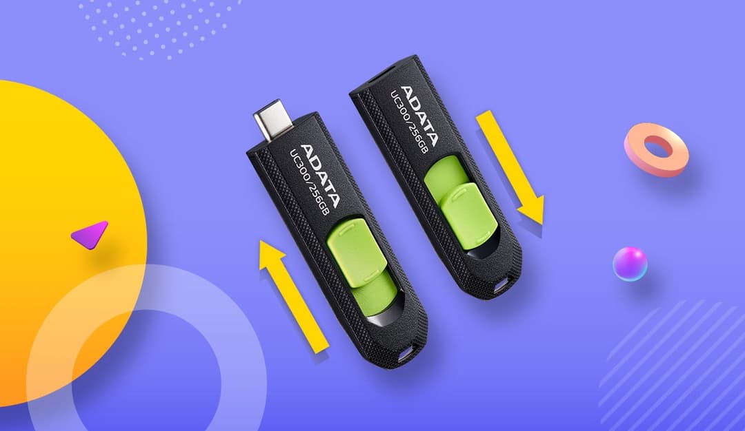 128GB AData USB3.2 UC300 Type-C USB Flash Drive Black/Green - Image 6