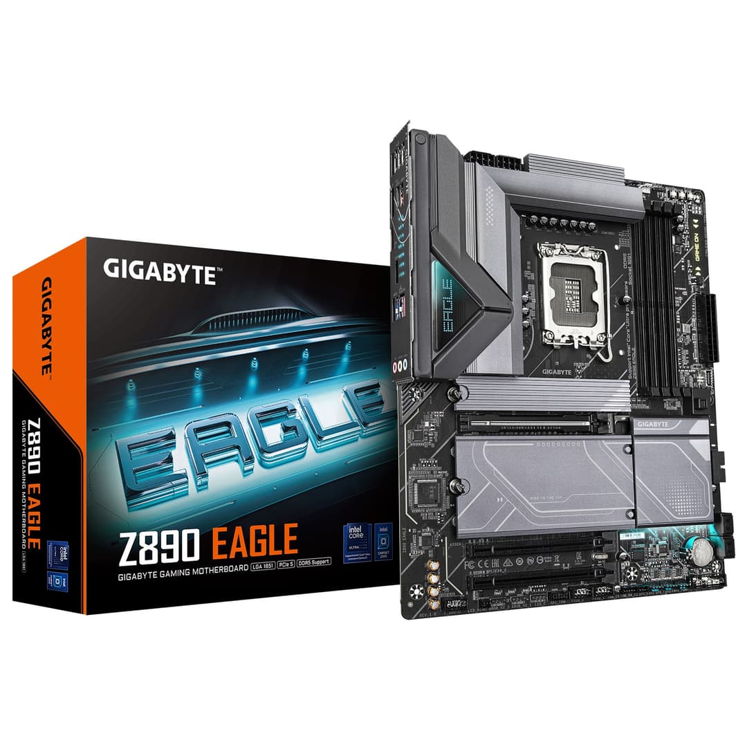 GIGABYTE Z890 EAGLE Motherboard - Supports Intel Core Ultra (Series 2) CPUs, 14+1+2 phases VRM, up to 8800MHz DDR5 (OC), 1xPCIe 5.0 M.2 + 3xPCIe 4.0 M.2, 2.5GbE LAN, USB4 - Image 1