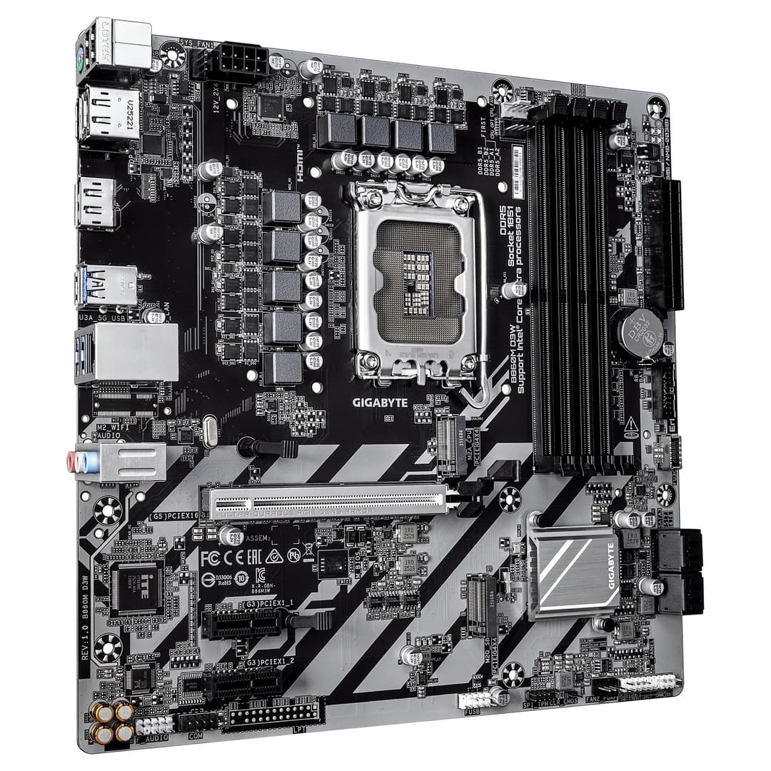 GIGABYTE B860M D3W Motherboard - Intel Core Ultra Series CPUs, 4+1+2 Phases VRM, up to 9066MHz DDR5, 2xPCIe 4.0 M.2, 1GbE LAN, USB 3.2 Gen 1 - Image 3
