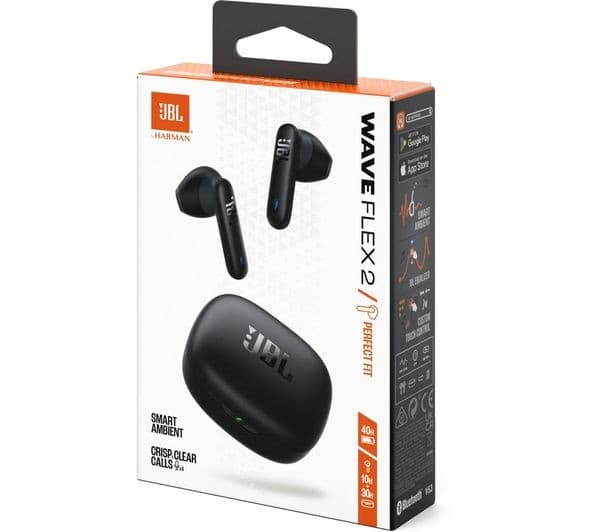 JBL Wave Flex 2 Wireless Bluetooth Earbuds - Black - Image 7