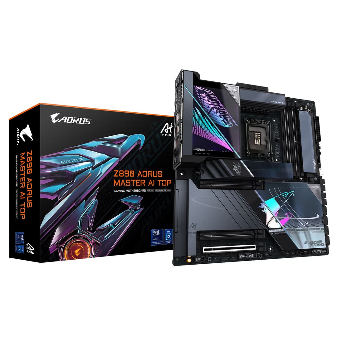 GIGABYTE Z890 AORUS MASTER AI TOP Motherboard - Supports Intel Core Ultra (Series 2) CPUs, 20+1+2 phases VRM, up to 9500MHz DDR5 (OC), PCIe 5.0 M.2, Wi-Fi 7, Thunderbolt 4 - Image 1
