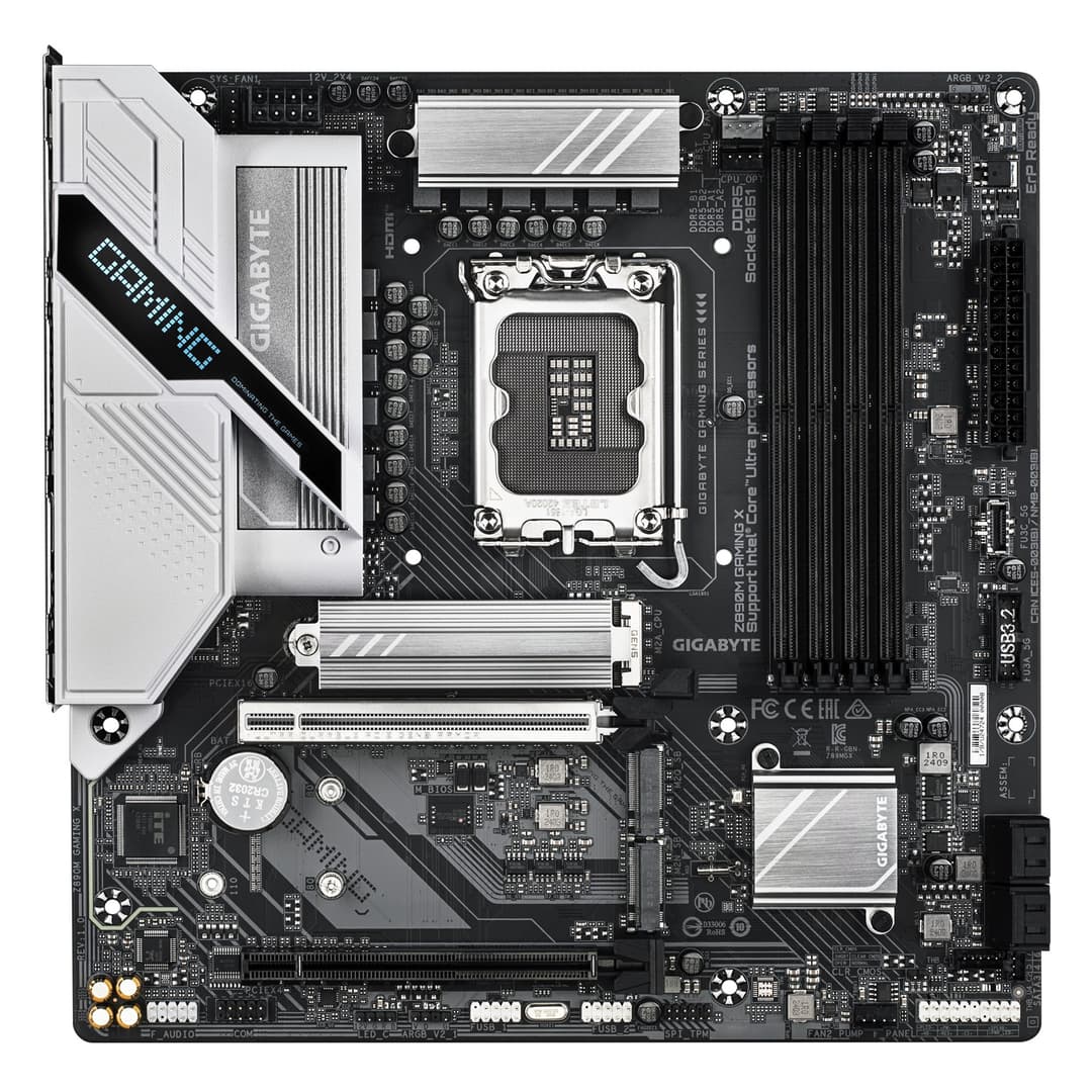 GIGABYTE Z890M GAMING X Motherboard - Supports Intel Core Ultra (Series 2) CPUs, 8+1+2 phases VRM, up to 8800MHz DDR5 (OC), 1xPCIe 5.0 + 2xPCIe 4.0, 2.5GbE LAN, USB 3.2 Gen 1 - Image 2