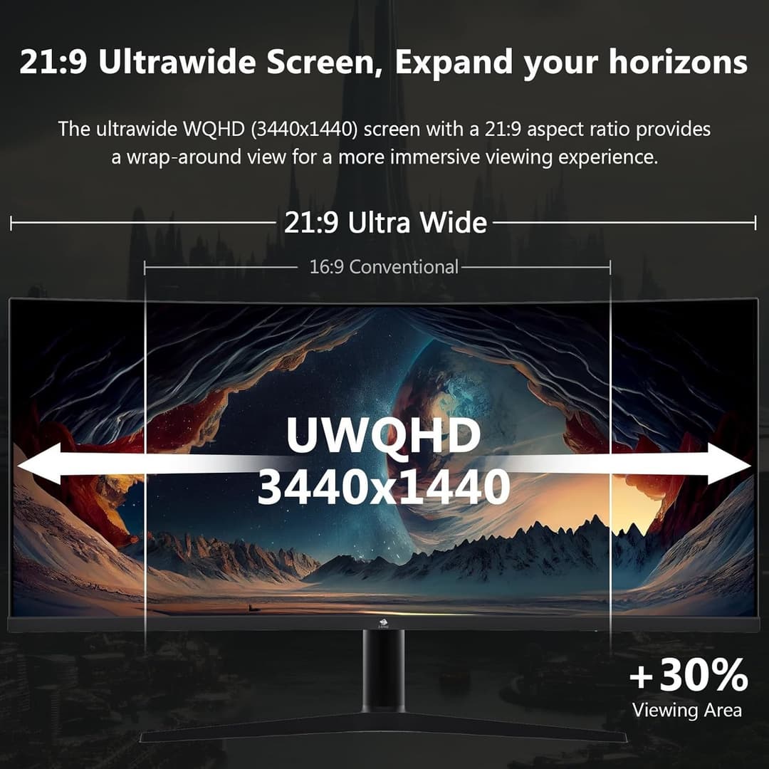 Z-Edge UG34 34" UWQHD 165Hz Gaming Monitor Black - Image 3