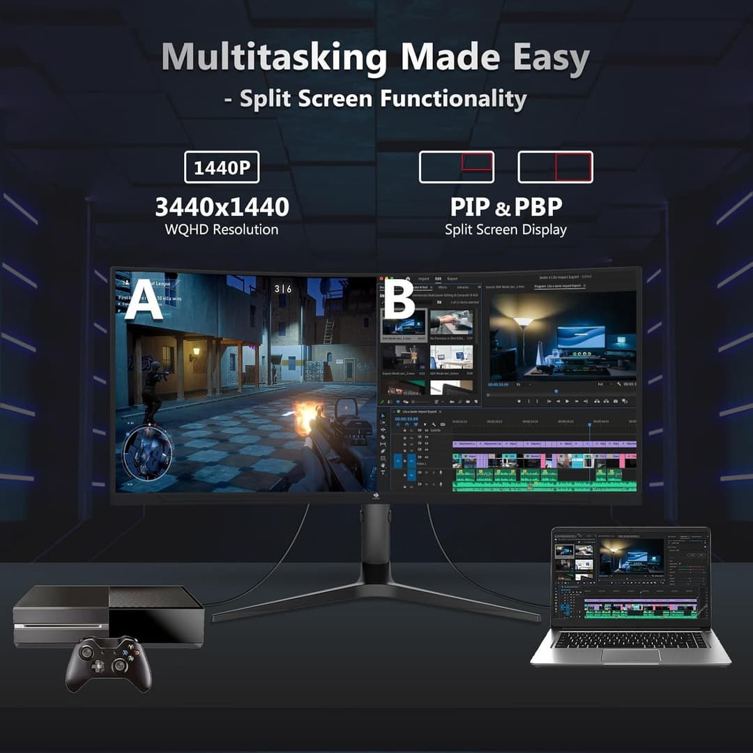 Z-Edge UG34 34" UWQHD 165Hz Gaming Monitor Black - Image 5