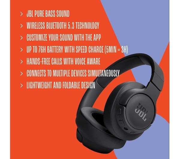 JBL Tune 720BT Wireless Headphones Black - Image 3
