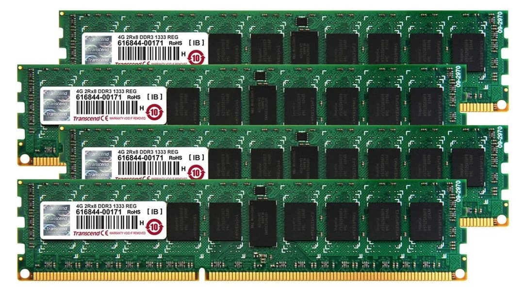 16GB Transcend DDR3 Apple RAM 1333MHz ECC Registered Quad Channel Kit (4x4GB) For Mac Pro Early 2009 - Image 1