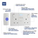 BG Electrical 822BELL Wireless Doorbell with IP44 Rated Push Button and Double Power Socket - White Moulded thumbnail 2