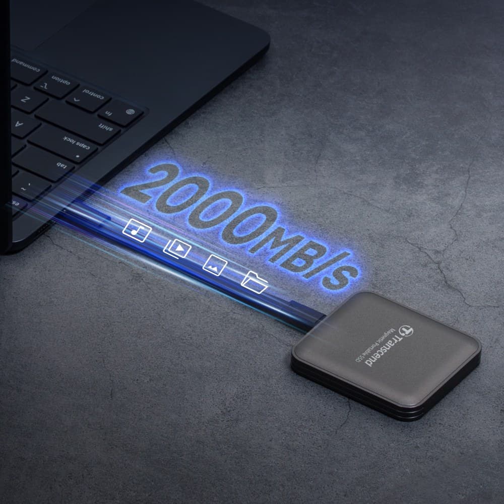 4TB Transcend ESD420 Portable Magnetic SSD USB 20Gbps Type-C Magsafe (Iron Grey) - Image 5