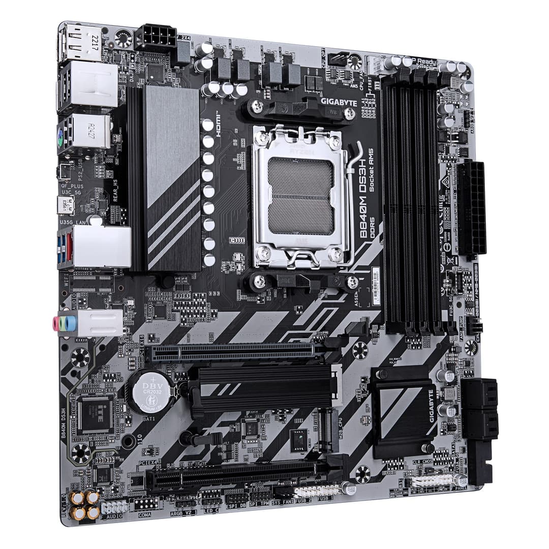 GIGABYTE B840M DS3H Motherboard - AMD Ryzen 9000 CPUs, 8+2+2 Phases VRM, up to 8200MHz DDR5, 2xPCIe 4.0 M.2, 2.5GbE LAN, USB 3.2 Gen 1 - Image 3