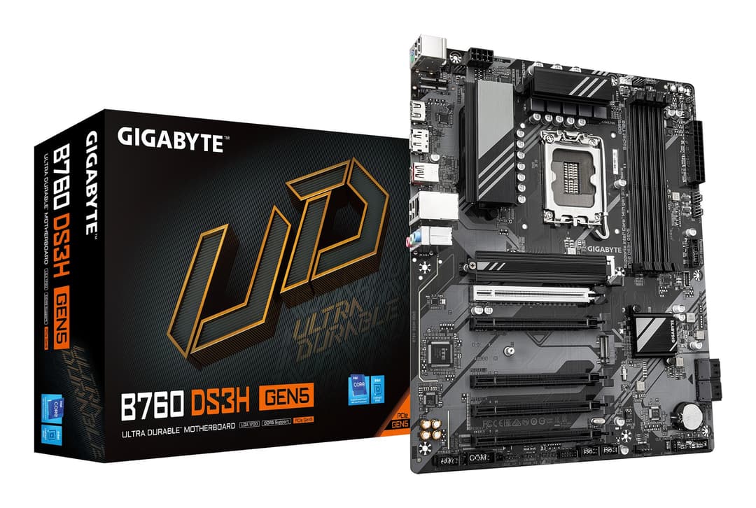 GIGABYTE B760 DS3H GEN5 Motherboard - Supports Intel Core 14th Gen CPUs, 8+2+1 Phases Digital VRM, up to 5600MHz DDR5, 2xPCIe 4.0 M.2, 1GbE LAN, USB 3.2 Gen 2x2 - Image 1